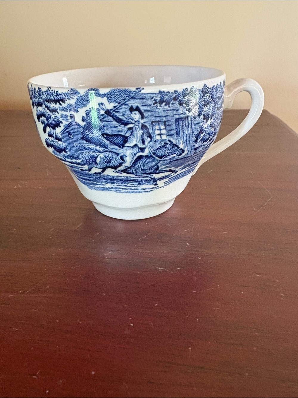 Vintage Staffordshire Liberty Blue Tea Cup Paul Revere England Transferware